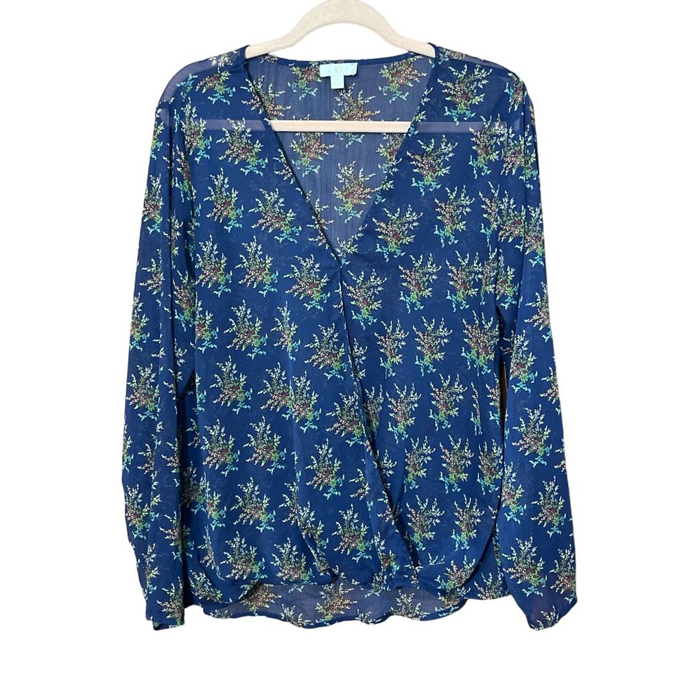 C Floral Blue Blouse Size XL